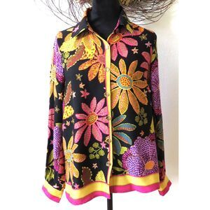 Cynthia Rowley Women's Floral Tunic Blouse Small EUC